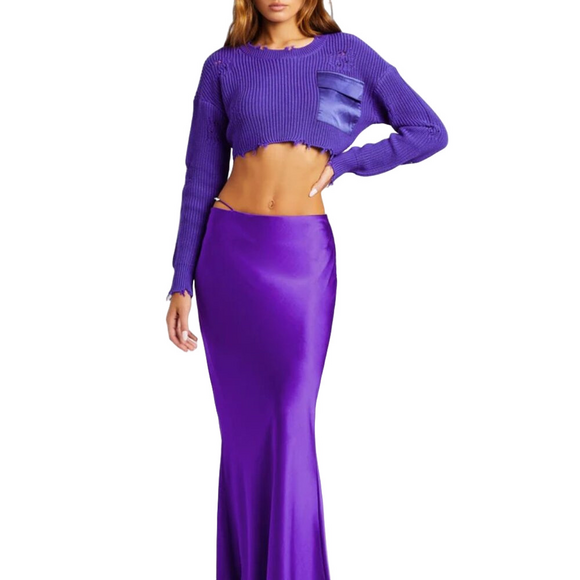 NWT SER.O.YA Silvana Silk Maxi Skirt Violet Indigo Size XS